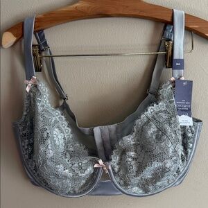 Cacique Lace Bra in Elegant Gray Unlined Balconette NWT
